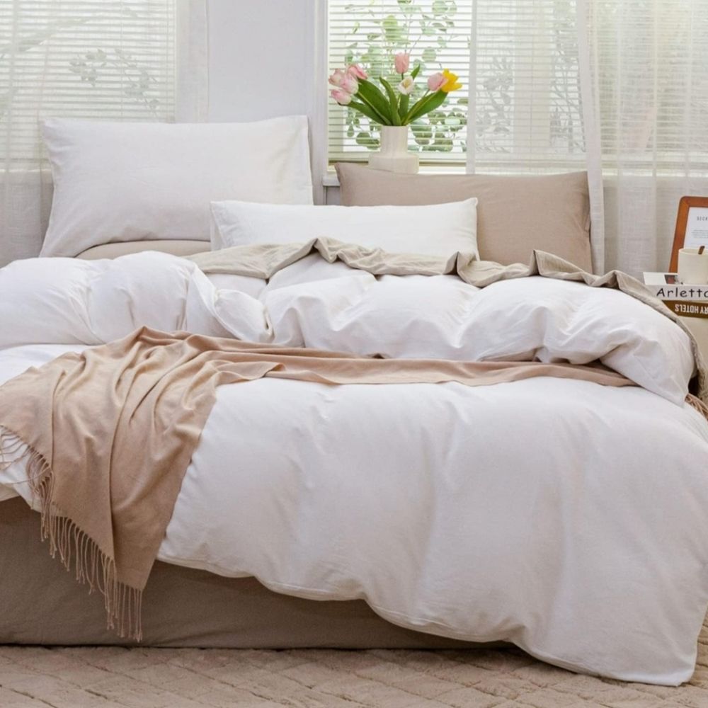 100% Cotton White King Size Duvet Cover Set